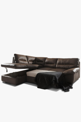 Jobb oldali sarok ülőgarnitúra valódi barna bőrrel, William modell